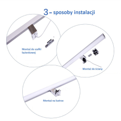 Lampa LED łazienkowa czarny 8W 40cm na lustro szafke