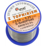 Cyna lutownicza spoiwo lutownicze topnikiem 2,5mm 250g SN60PB40 SN60PB40