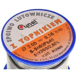 Cyna lutownicza spoiwo lutownicze topnikiem 2mm 250g SN60PB40 SN60PB40